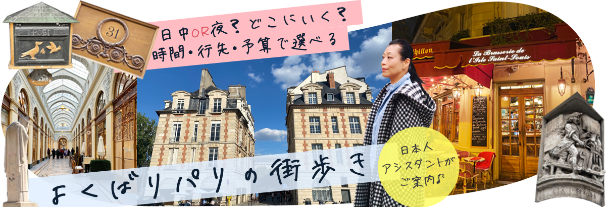 パリ市内観光ツアー　パリ散策　マレ　モンマルトル　ルーブル　シテ　パリの名所を周る